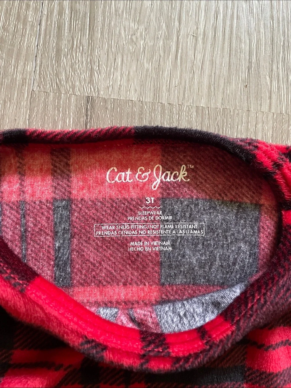 Cat & Jack Red and Black Plaid Fleece Pajama Set
